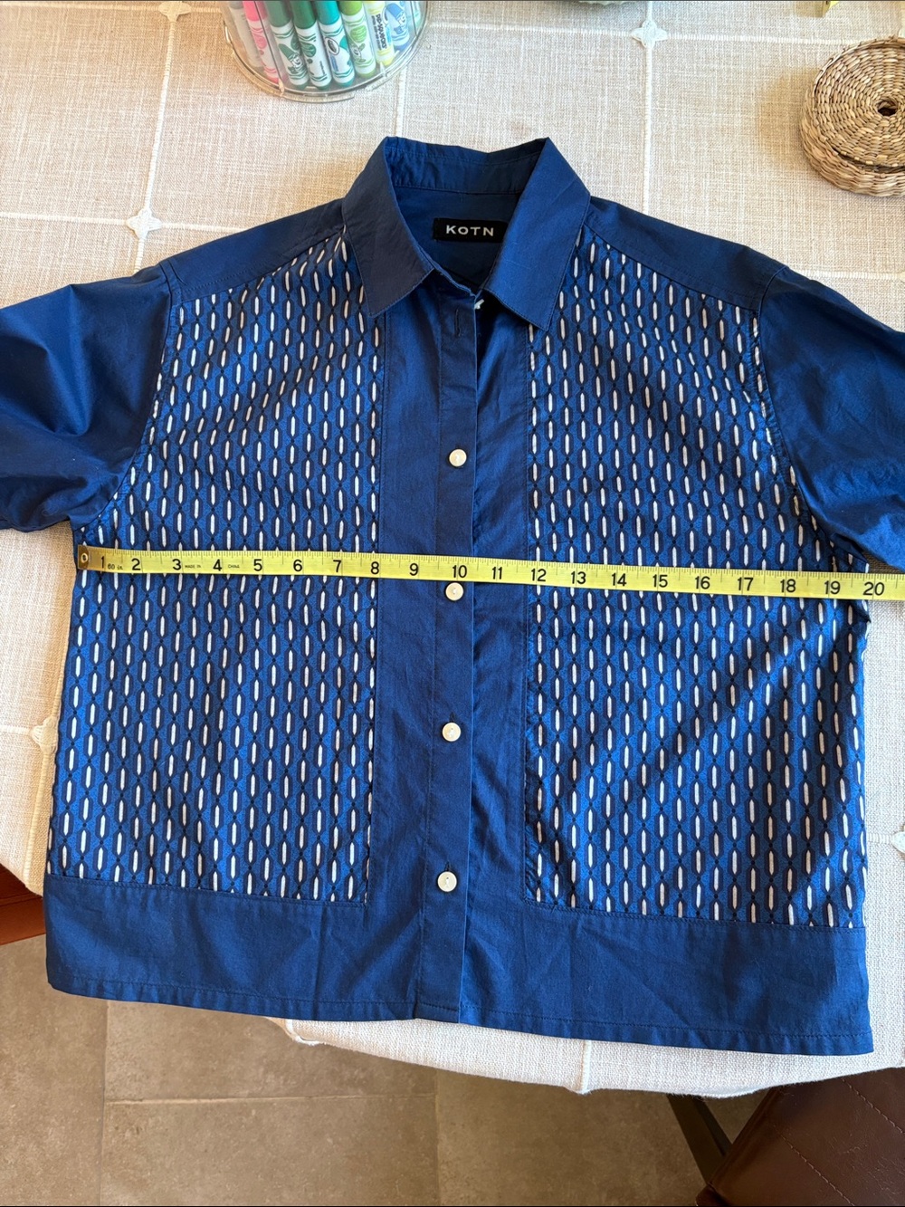 KOTN Geometric Panel Button-Up Shirt M - Picture 8 of 12